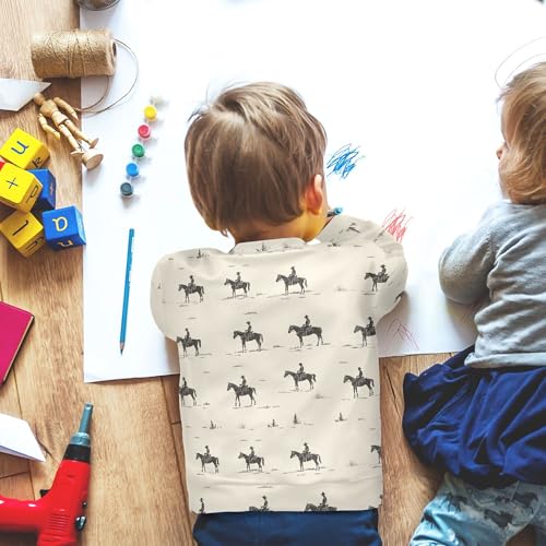 JUNZAN Western Cowboy Horse Wilderness Little Girls Sweatshirts Hoodies Crewneck Outerwear for Kids Athletic 4T 6