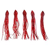 L-MEIQUN, 5pcs 15cm weicher Kunststoff Octopus Köder-Kalmar-Rock-Köder Trolling Köder Fishng Köder (Farbe : Rot)