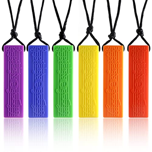 Collar mordedor autismo,6 Piezas Collar de Mordedores,juguetes Masticable sensoriales Colgante,Para niños Con TDAH, Dentición, Autismo, Necesidades Mordiendo(mix 9)