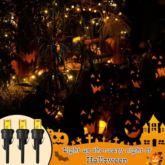 Honoson 120 Count 5 mm LED Halloween Replacement Bulbs Bulk Wide Angle Christmas Light Xmas Tree String Replacement Festival Light Decoration (Black Base with Orange Colors Bulb)