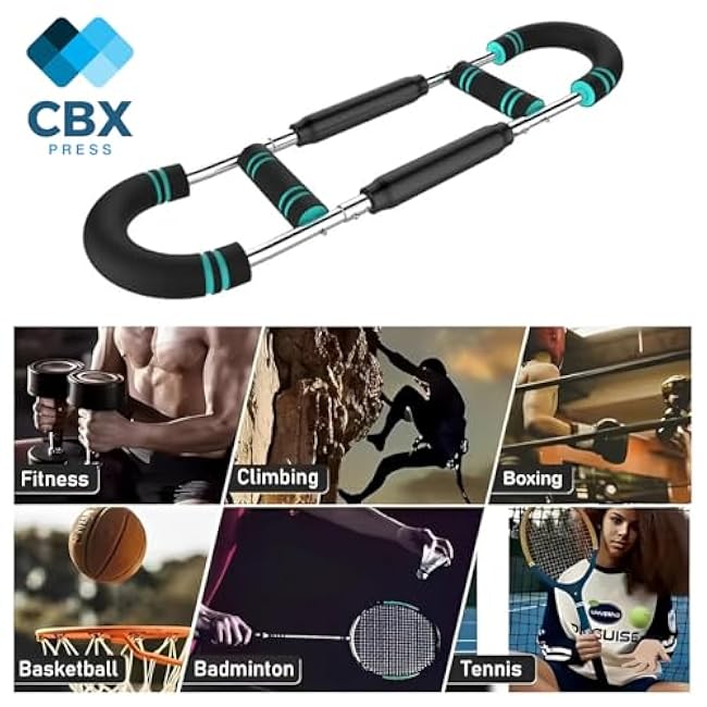 Twister Arm Trainer 60-90lb ¨C Adjustable Chest Workout Equipment, Power Twister Bar, Arm Strength Trainer for Home Workout, Portable Spring Resistance for Men & Women, Upper Body Fitness Equipment