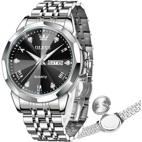 Image of OLEVS Watch for Men Diamond Casual Analog Roman Quartz Stainless Steel Waterproof Luminous Date Calendar Luxury Gifts Wrist Watch