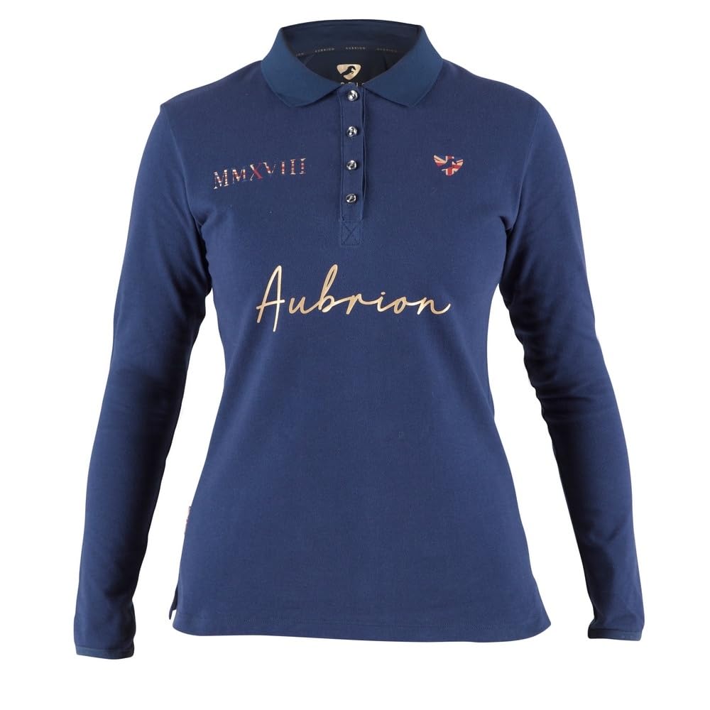Aubrion Shires Team Long Sleeve Polo Shirt - Navy Medium, Navy