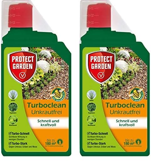 PROTECT GARDEN Turboclean Unkrautfrei, Unkrautvernichter gegen hartnäckige Unkräuter wie Giersch und Ackerschachtelhalm, 1000 ml Konzentrat (Packung mit 2)