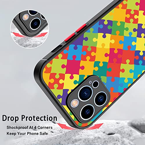 Yashilaiya Compatible With Iphone 13 Pro Max Case 6.7",Colorful Jigsaw Puzzle Phone Case For Women Girls Frosted Pc Back Soft Tpu Bumper Protective Slim Shockproof Case For Iphone 13 Pro Max #TOP3