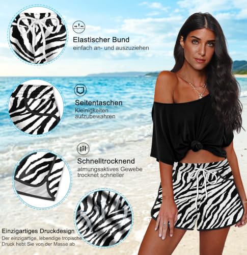 Image of For G and PL Women Summer Floral Beach Boardshorts with Pockets Swim Trunks