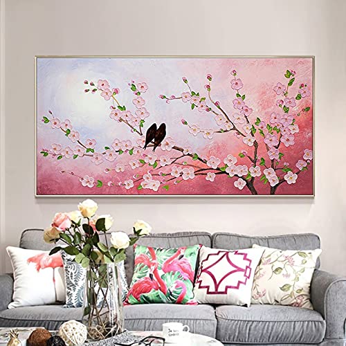 Handgemaltes Ölgemälde - Moderne Einfache Elsterpflaume 3D Handgemalt Auf Leinwand Abstrakte Kunstwerke Kunst, Leinwand Ölmalerei Mit Strukturierter Wandkunst Für Wohnzimmer, Wie Gezeigt, 59X118I Cover