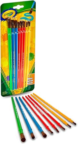 Miniatura 2 de Crayola Juego de pinceles de pintura para niños suministros de pintura 8 pinceles redondos y planos varios colores y tamaños regalo para niños de 4