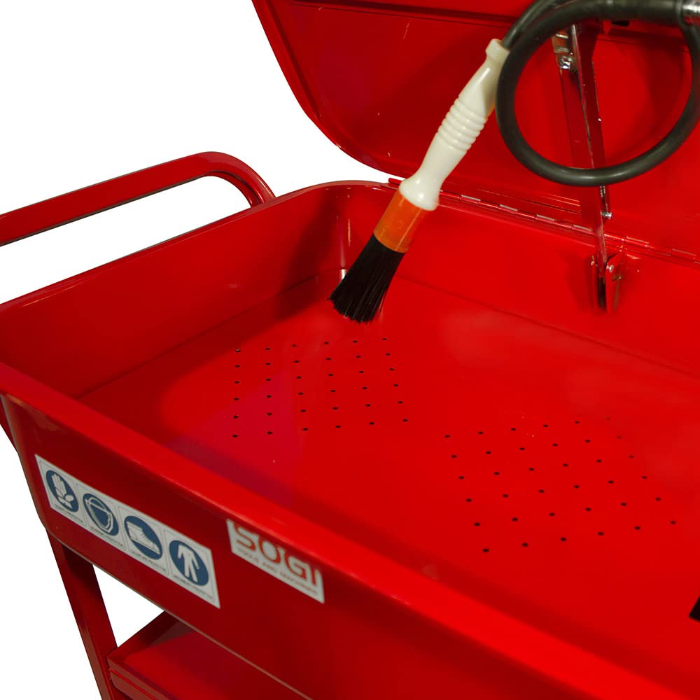 SOGI SP-LV-EC Fontaine de nettoyage avec roues, bac de récupération pour liquides de moteurs, carters, idéale pour garages, le lavage de pièces mécaniques