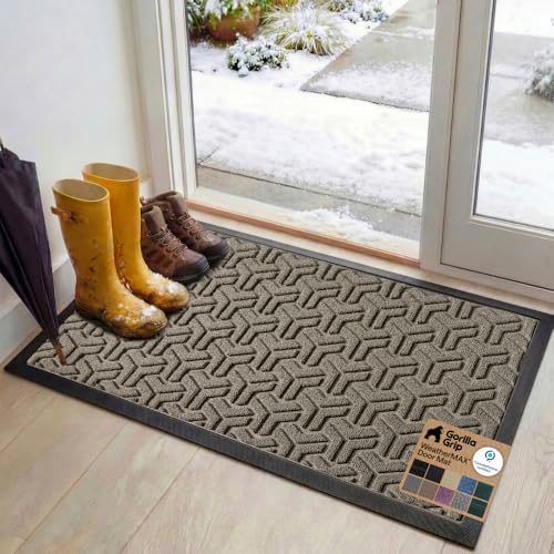 GORILLA GRIP WeatherMax Doormat 47x35, slate geometric