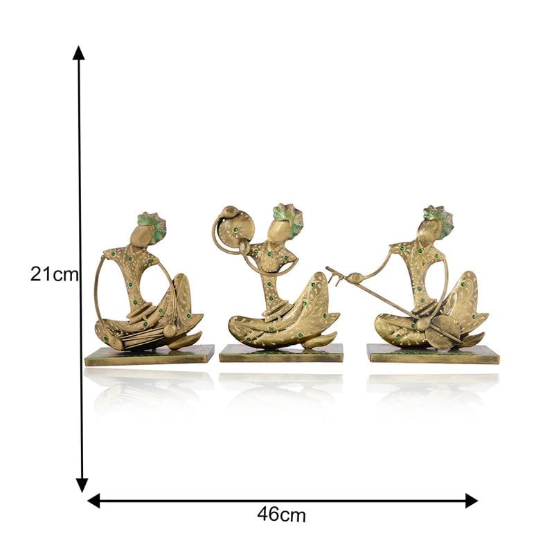 Image of Metal Nagpuri Musician Decorative Showpiece | Handcrafted Sculpture of Traditional Nagpuri Musician| Perfect for Home, Office, Music Room