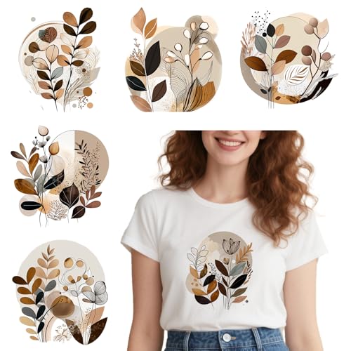 CHNVICK Iron On Transfers, 6 Sheets Boho Flowers Iron On Decals, Vinyl Stickers Iron on Decal for T Shirts Clothes Bag Pillow