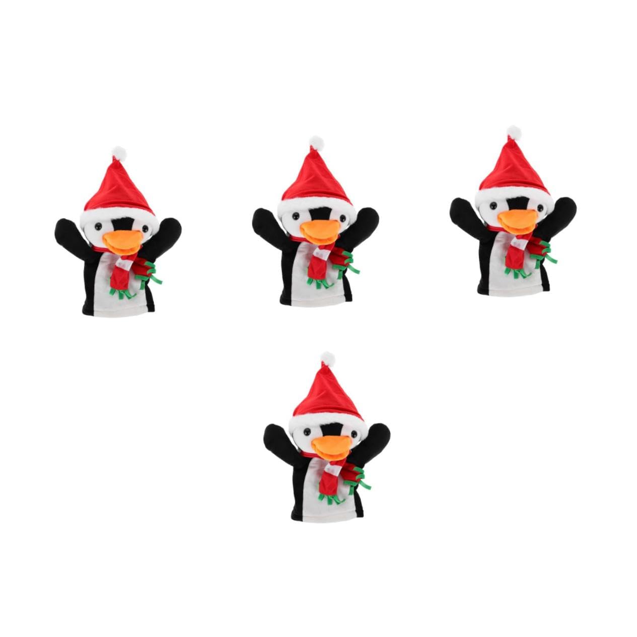 FRCOLOR 4 Pièces Marionnette Main Pingouin de Noël Peluche Douce Marionnettes Doigt Mignonnes pour Garçon Fille Jeu Interactif Créatif et Décoration Festive