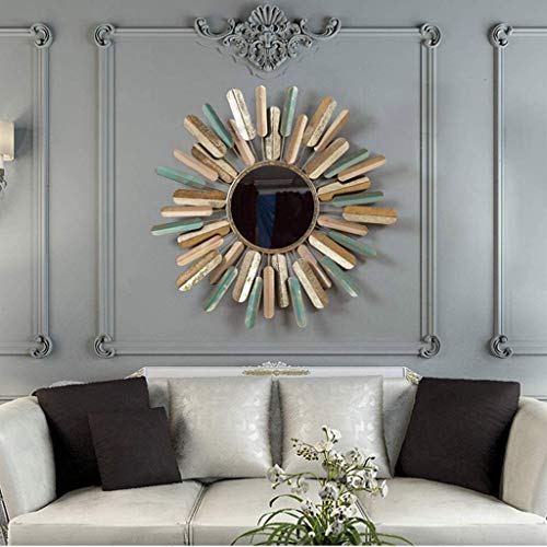 Artist Unknown Wszjj European Creative Makeup Mirror, Sun Flower Wall Decoration Mirror, Wrought Iron Living Room Home Pendant Retro Wall Hanging #TOP1