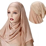 Muslim Hijab for Women Summer Instant Hijab Scarf Women Wrinkled Satin Long Shawl with Jersey Tube I