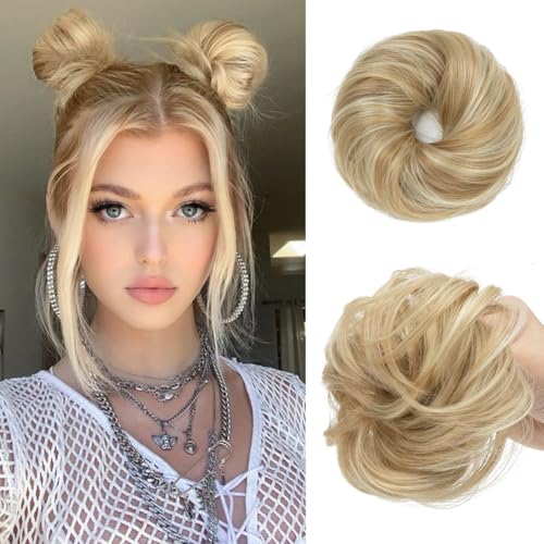 CJL HAIR 2PCs Small Cute Messy Bun Hair Piece for Thin Hair