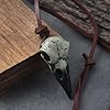 GuoShuang Viking Raven Skull Necklace for Men Women, Crow Skull Pendant on Adjustable Leather Cord, Gothic Halloween Cosplay Norse Jewelry, Gift Pouch Included #2