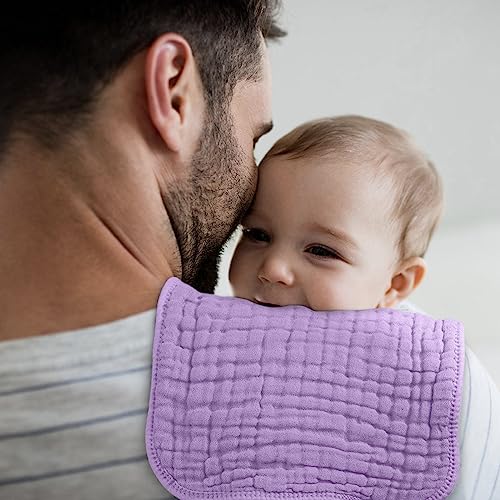 Image of Looxii Muslin Burp Cloths 100% Cotton Muslin Cloths Large 20''x10'' Extra Soft and Absorbent 6 Pack Baby Burping Cloth for Boys and Girls (Purple)