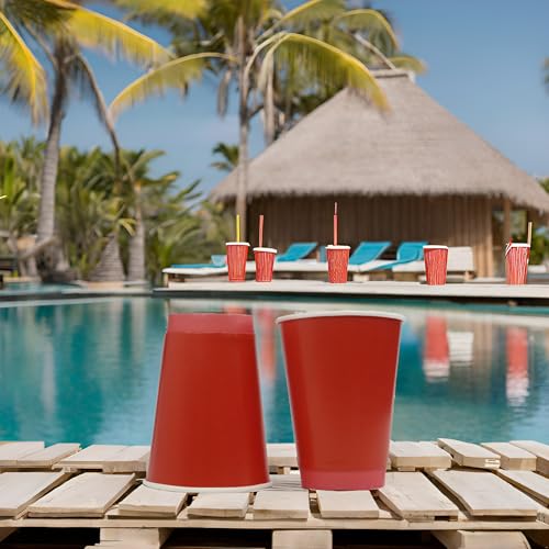 Image of Red Paper Cups 5 Pcs, Disposable Cups, Paper Glass Hot & Cold Beverage Juice, Cofee, Cold Drinks Cups for Parties, Events, Offices, and Homes