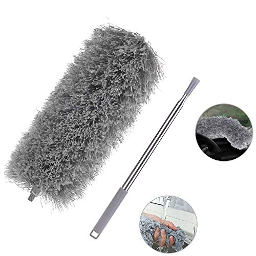 Plumeau Poussiere Telescopique, Sinwind Plumeau Poussière Microfibre Lavable, Extensible pour des Ventilateurs de Plafond, Stores, Toile d'araignée, Nettoyage de maison ou de voiture, Length 33-101