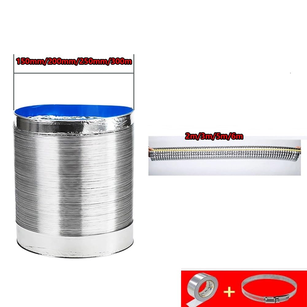 Tubo Flexible De Campana Extractora Manguera Escape De Aire Aislada 15/20/25/30cm Aluminio Conductos Ventilación Para Secadora Climatización(150mm x 6m(6"x 20ft))