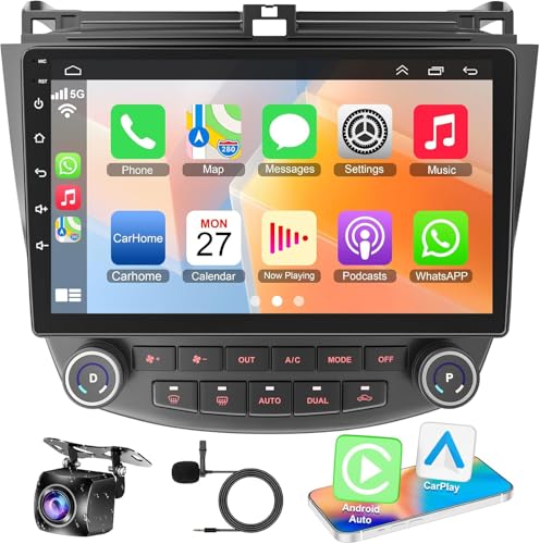 [8-core +64GB] Car Radio for Honda Accord 2003 2004 2005 2006 2007, 10.1' QLED Touch Screen Support Wireless CarPlay & Android Auto, Bluetooth 5.2, GPS & WiFi, Backup Camera Car Stereo, Android 15