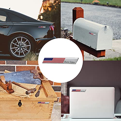 3D Aluminum Alloy American Us Flag Decal, 2Pcs 3.8" X 0.6" Patriotic Stars Stripe Usa Flag Car Stickers For Laptop/Car/Truck/Window/Bumper #TOP6