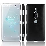 LMFULM® Hülle für Sony Xperia XZ2 Premium H8166 H8116 (5,8 Zoll) Dünn Schlanke PU Schutzhülle Harte PC Rückseite Hülle Bumper Cover Litschi Muster Schwarz