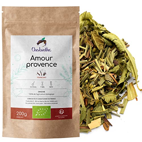 Chabiothé - Tisane Amour de la Provence Bio 200g - avec romarin, thym, lavande origine France - infusion en sachet biodégradable