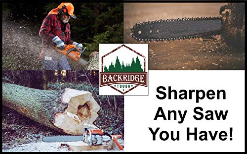 Chainsaw Sharpener File Kit – Flat, 5/32, 3/16, 7/32 Inch Round Files, Raker Tooth Depth Gauge, Blade Filing Guide, Wood Handle & Tool Pouch – Used To Sharpen Chain Saw Teeth - 8 Piece Sharpening Set #TOP3