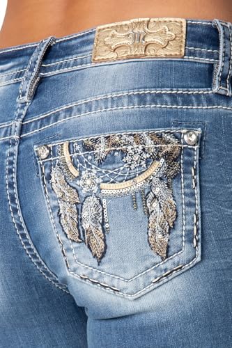 Miss Me Women's Winter Dreamcatcher Mid-Rise Bootcut Jeans4