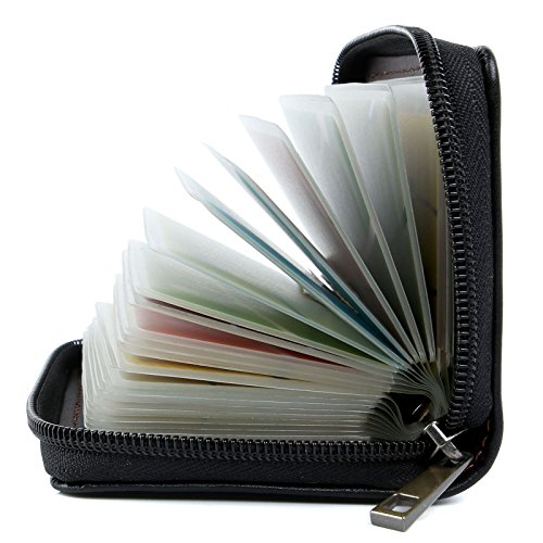 Tarjeteros Mujer Piel Tarjeteros para Tarjetas de Credito Cuero (Cuero Especial Negro)