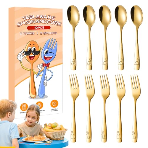 Cubiertos – Juego de cubiertos para cocina, diseño ergonómico y grabado de dinosaurio de acero inoxidable, ideal para escuela, hogar y almuerzo