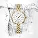 BESTKANG Men's Watch Quartz Luminous Date Fashion Waterproof Watch Classic Dress Stainless Steel Watches for Men (Two Tone White)