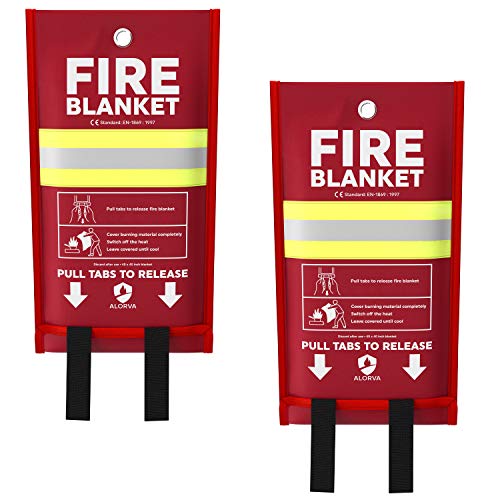 Alorva - 2 x Fire Blankets with Silicone-Coated Fiberglass Cloth for Rapid Fire Suppression – Hi-Viz, 40 x 40 inch – Reinforced Stitching for Max Protection – Firefighter Designed and Tested