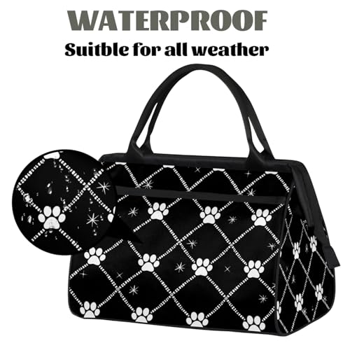 Overnight Weekender Bag for Women Men White Cute Dog Paw Waterproof Carry On Travel Duffel Bags with Zipper Lightweight Sports Gym Bag Luggage Workout Handle Bags for Traveling Yoga Camping3