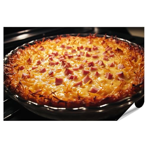 islandburner Prime XXL - Póster de cazuela de queso horneada con cubos de jamón