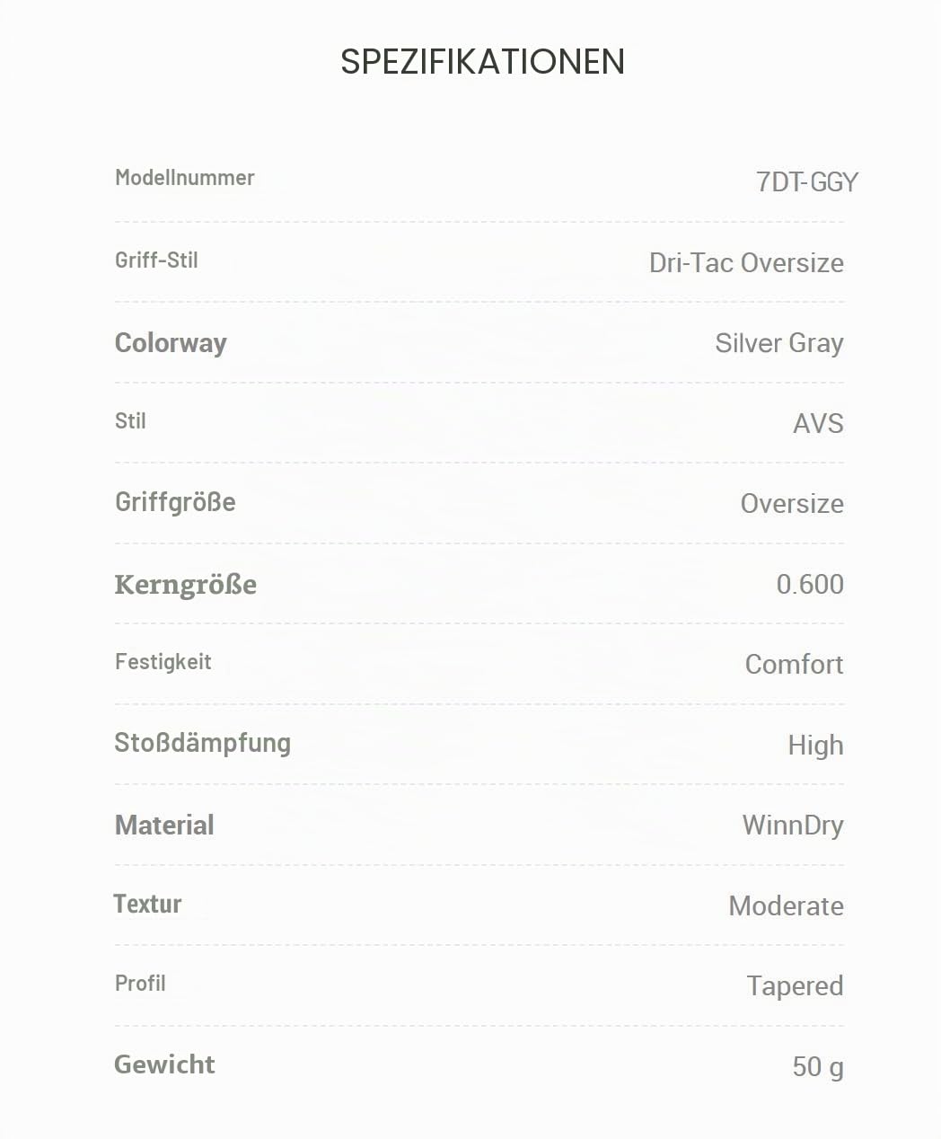 WINN TITANUN DRI-TAC OVERSIZE- Neueste Serie 09 Stück dunkelgrau/silbergrau Golfgriff – rutschfest & gepolsterter Komfort – unglaublicher Komfort und Feuchtigkeitstransport – Stoßdämpfungsvorteile für