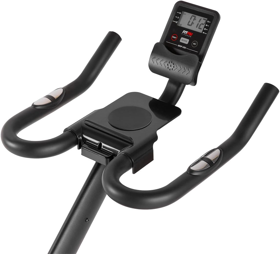 Close-up of monitor and handlebars