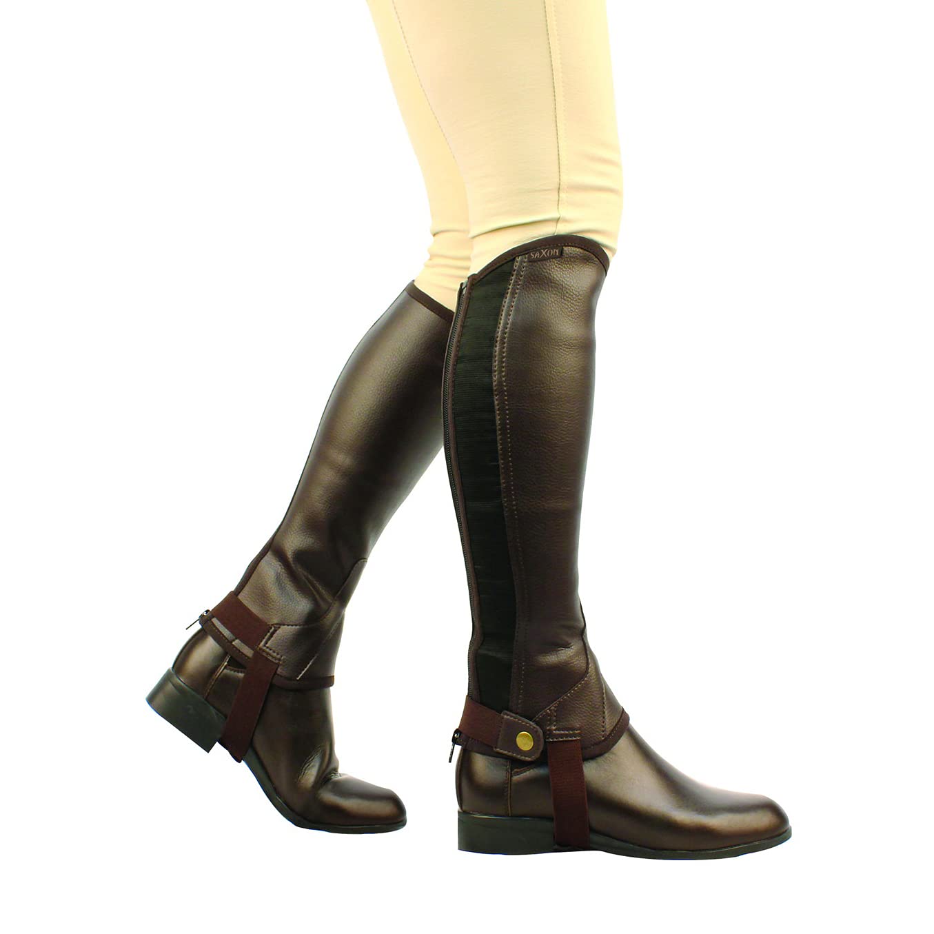 Saxon Unisex Equileather Halb Chaps (M) (Schwarz)