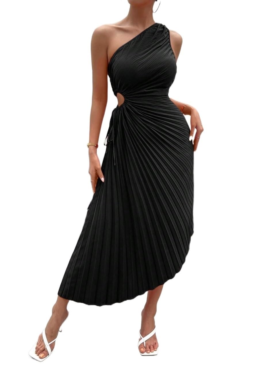 white christmas dresses Modern Day Glam One Shoulder Asymmetrical Maxi Dress – VICI main image 1