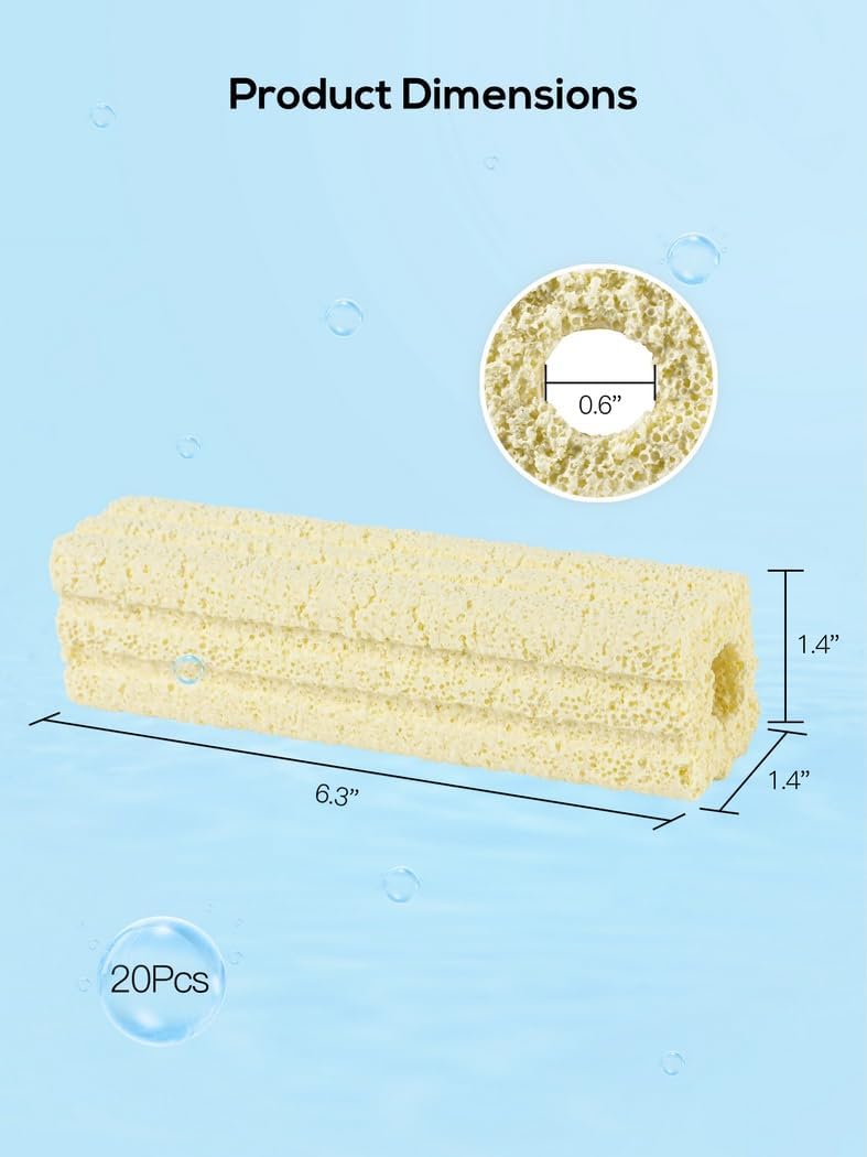 20 Pcs Large Aquarium Bio Media Blocks, 6.3 Inches Ceramic Fish Tank Bio Media for Koi Pond, Aquarium Filter Media with Tiny Holes, Top Filters, Sump Tank, Canister Filter