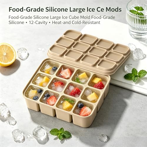 Bandeja de hielo de silicona 12 cavidades con tapa miniatura 4