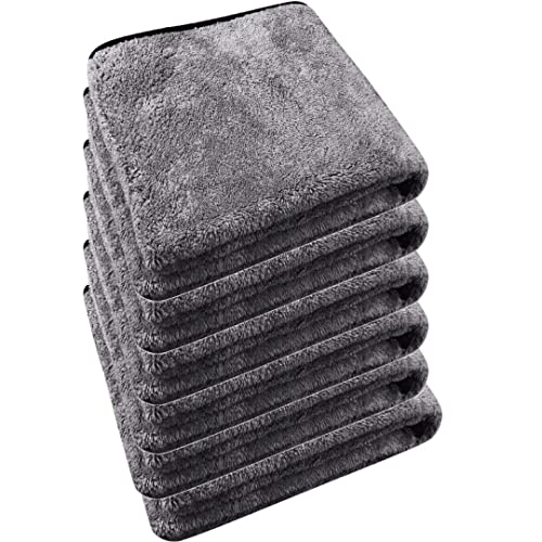 Image of Auto Hub Heavy Microfiber Cloth 500 GSM (Size 60cm x 40cm) /Pack of 6,for Car Cleaning and Detailing, Double Sided, Extra Thick Plush Microfiber Cloth Lint-Free, Color:- Grey