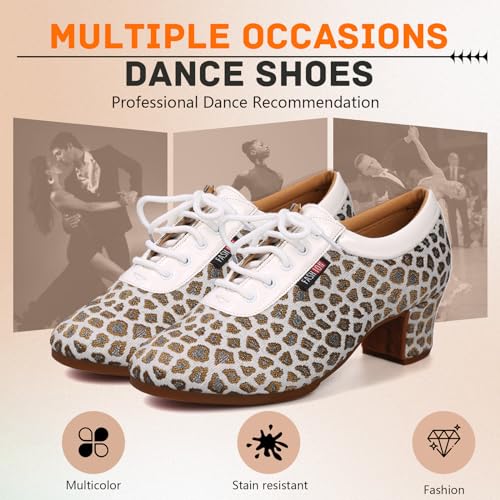 SWDZM Women's Latin Dance Shoes Lace-up Ballroom Modern Salsa Rhythm Teaching Practice Dance Shoes,Model LHD6012