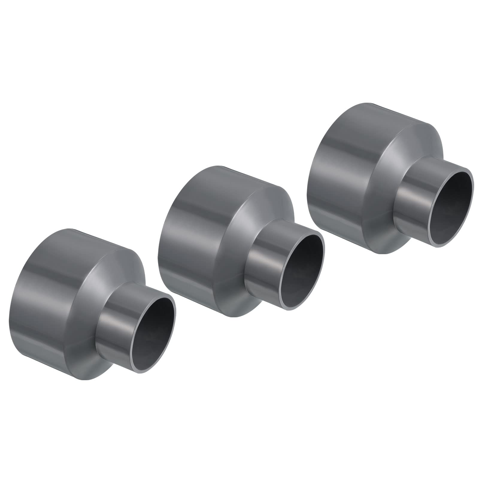 PATIKIL PVC Reductor Tubo Montaje 50x32mm, 3 Paquete Recto Acoplamiento Adaptador Conector, Gris — view 41