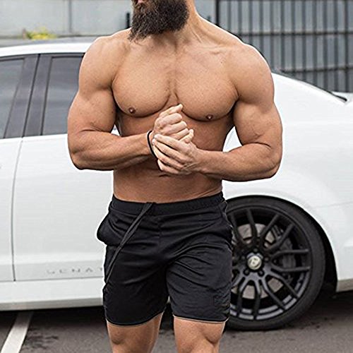 image for EVERWORTH Men's Gym Workout Boxing Shorts Running Short Pants Fitted T