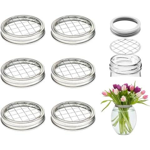 Mason Jar Flower Insert Lids with Grids Cover