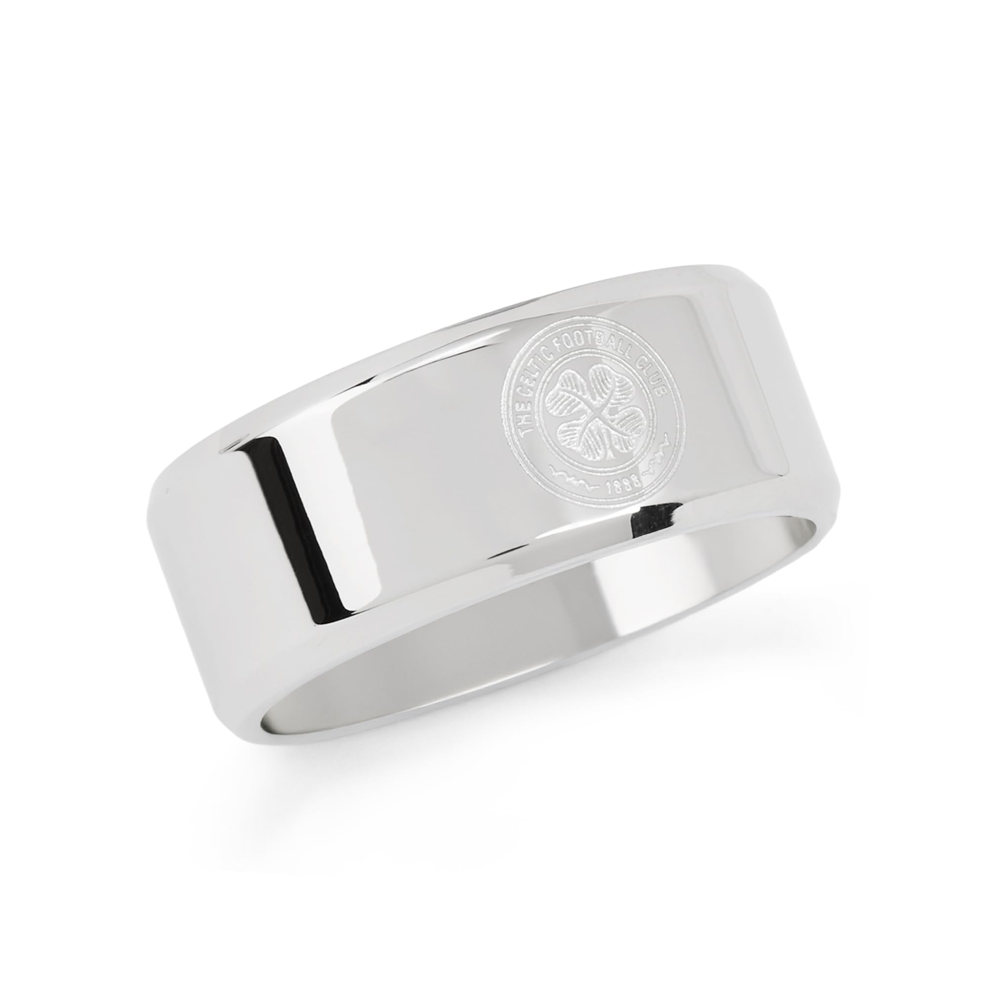 Official Licensed Celtic FC Stainless Steel Crest Band Ring - Small Mens/Unisex Football Gift