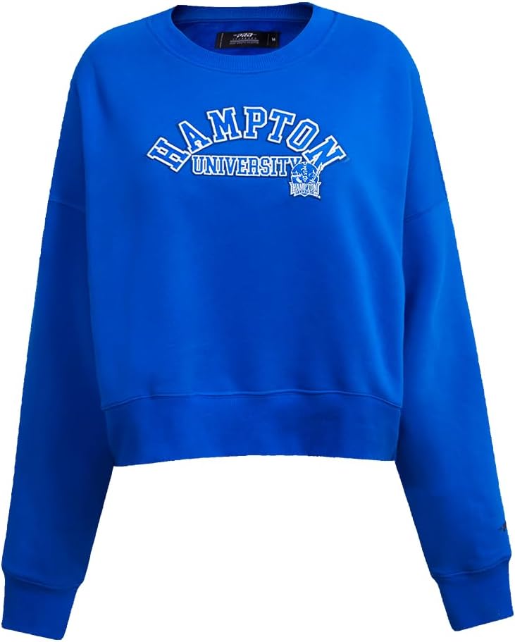 Pro Standard Womens College Hampton University College Classic Essentials Crewneck Sweatshirt Royal Blue XS